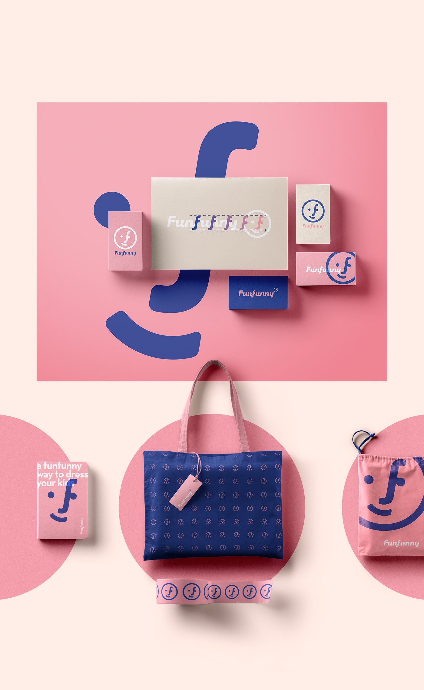Funfunny兒童時裝品牌策劃和品牌logo設計案例，服裝VI設計，兒童時裝品牌設計，深圳品牌策劃，深圳VI設計，左右格局